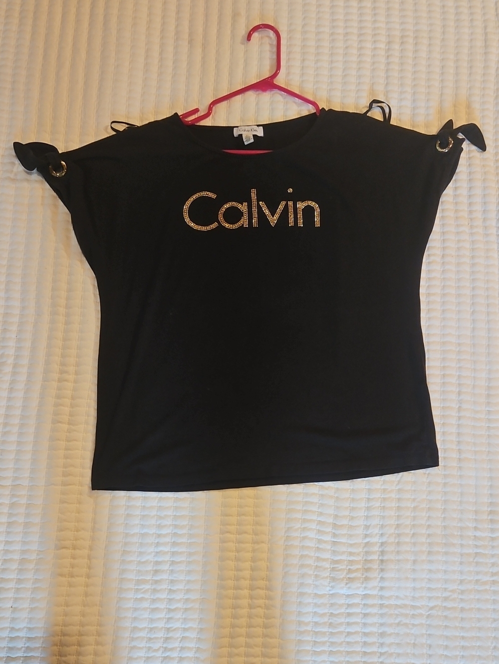 Calvin Klein Black Short Sleeve Tee with Gold Logo